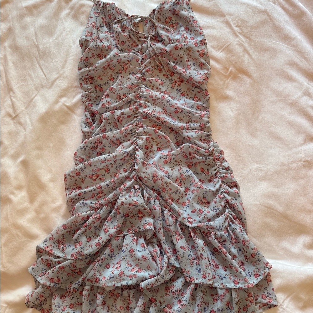 Cotton Candy Blue Floral Dress